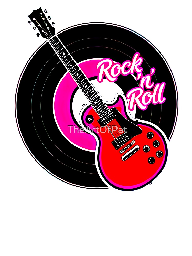 Rock 'n' Roll Lover Vinyl Record And Electric Guitar Logo Shirt