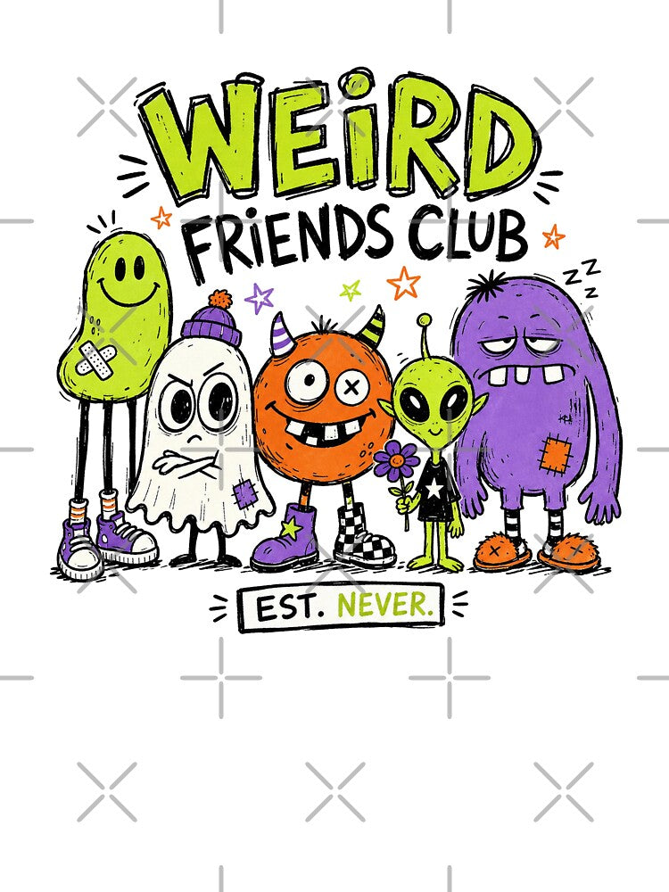 Weird Friends Club Cute Monster Doodle Alternative Grunge Cartoon Shirt