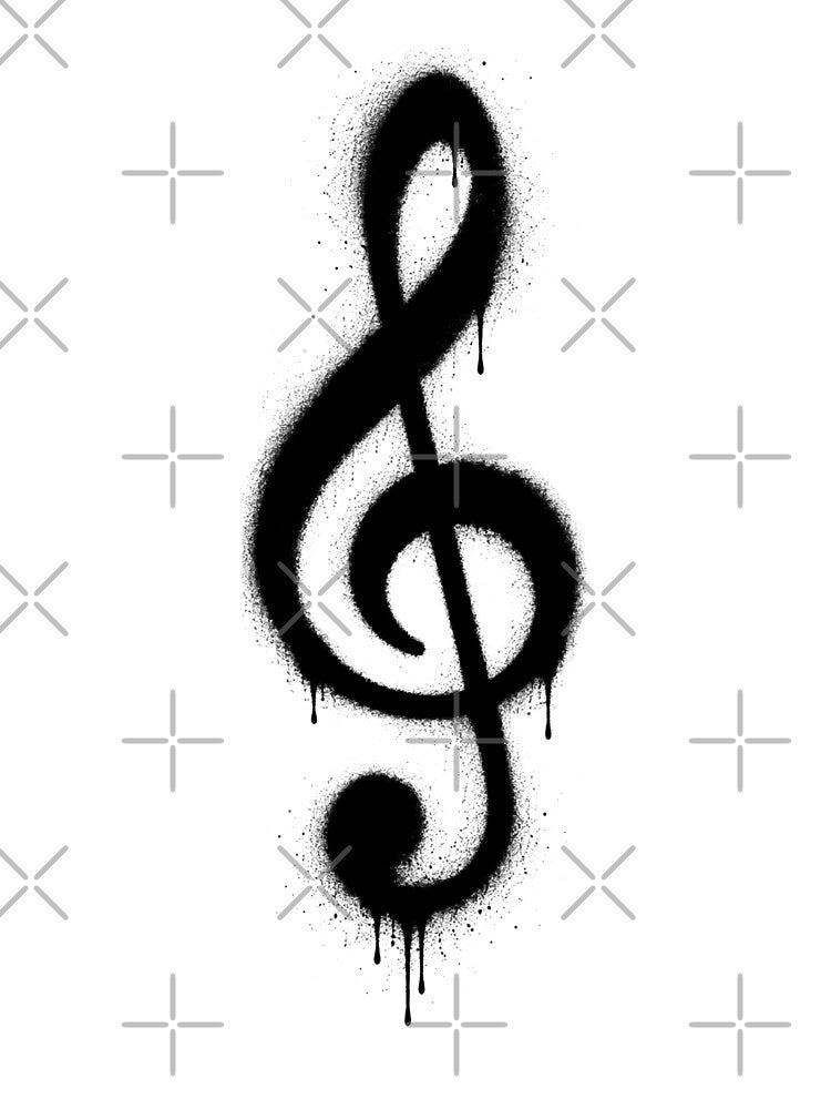 Treble G Clef - Black Spray Paint Graffiti Music Art Shirt
