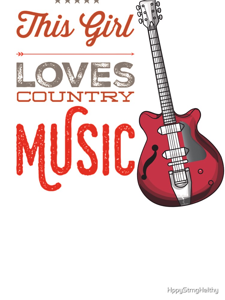 This Girl Loves Country Music With Electric Bass Guitar Red Grey Image Shirt