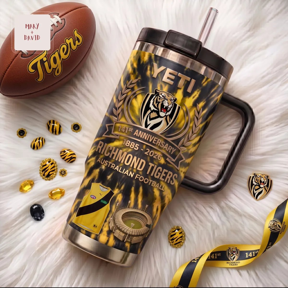 Richmond Tigers AFL 141st Anniversary Commemorative 1885-2026 Premium Insulated Handle Tumbler