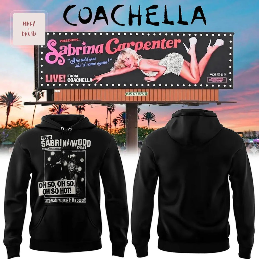 Sabrina Carpenter Coachella “Sabrina Wood Post” Black Hoodie