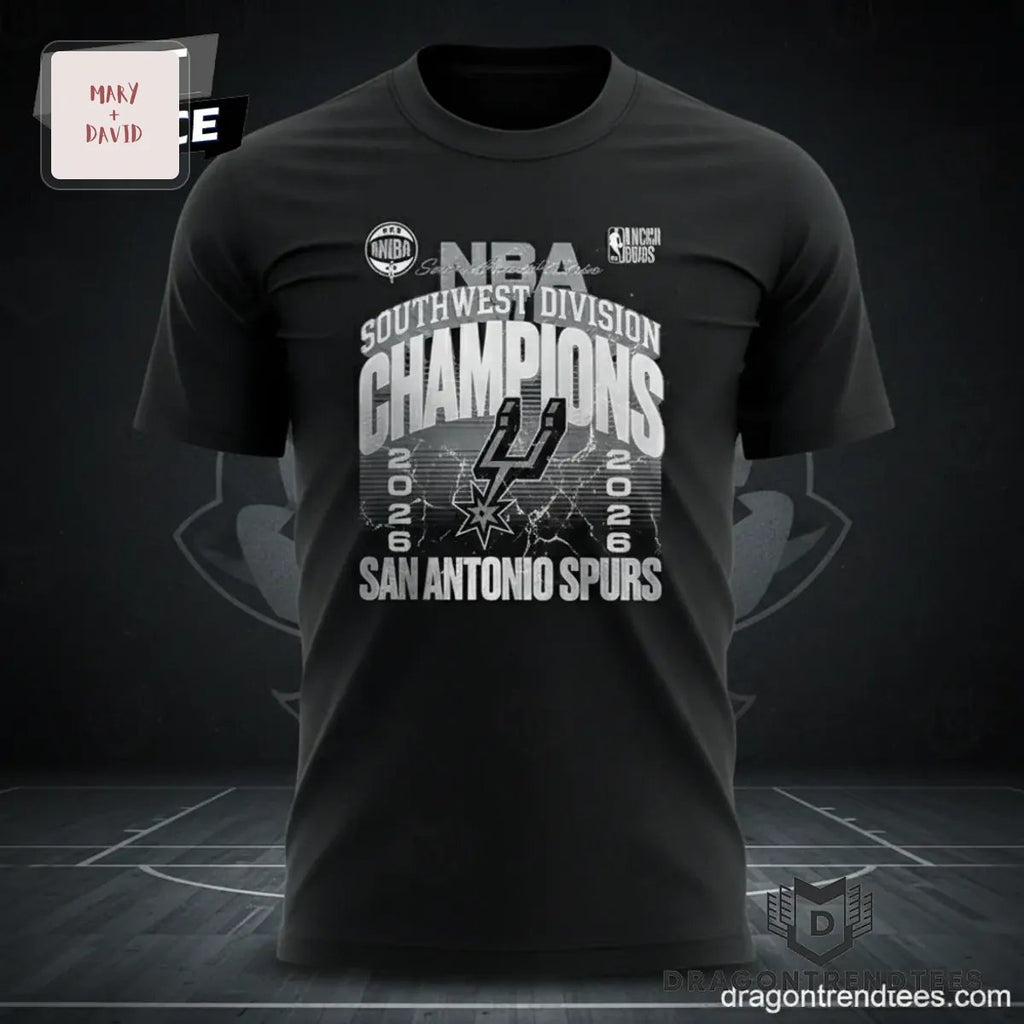 San Antonio Spurs 2026 Southwest Division Champions 3D T-Shirt