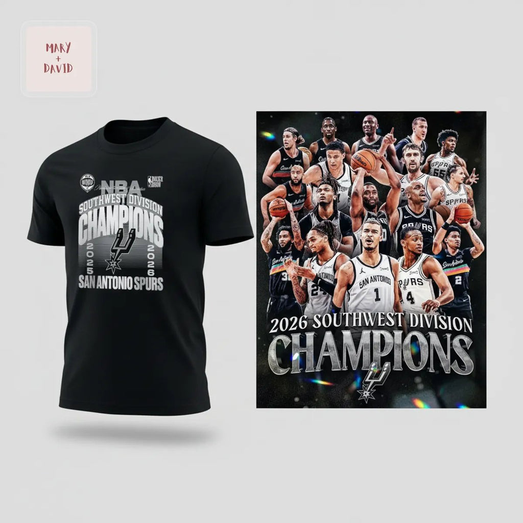 San Antonio Spurs 2026 Southwest Division Champions 3D T-Shirt