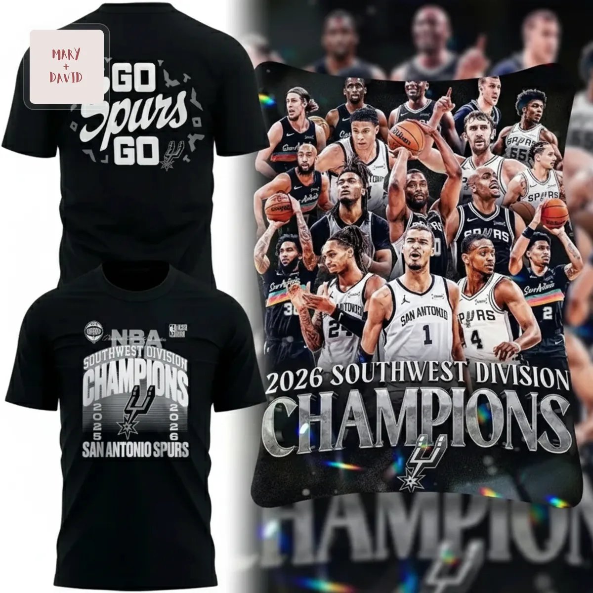 San Antonio Spurs 2026 Southwest Division Champions NBA Fan 3D T-Shirt