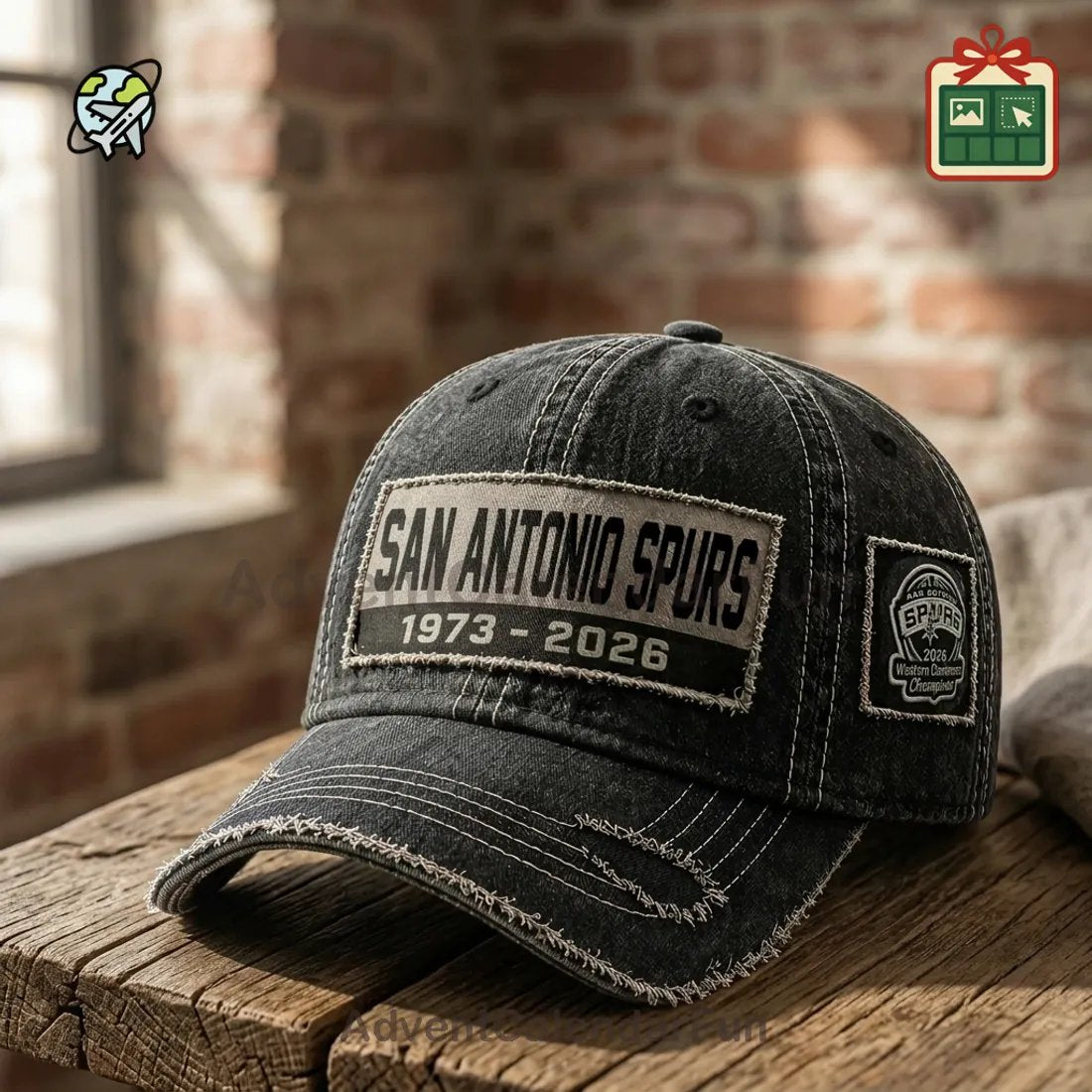 San Antonio Spurs 2026 Western Conference Champions Distressed Baseball Cap