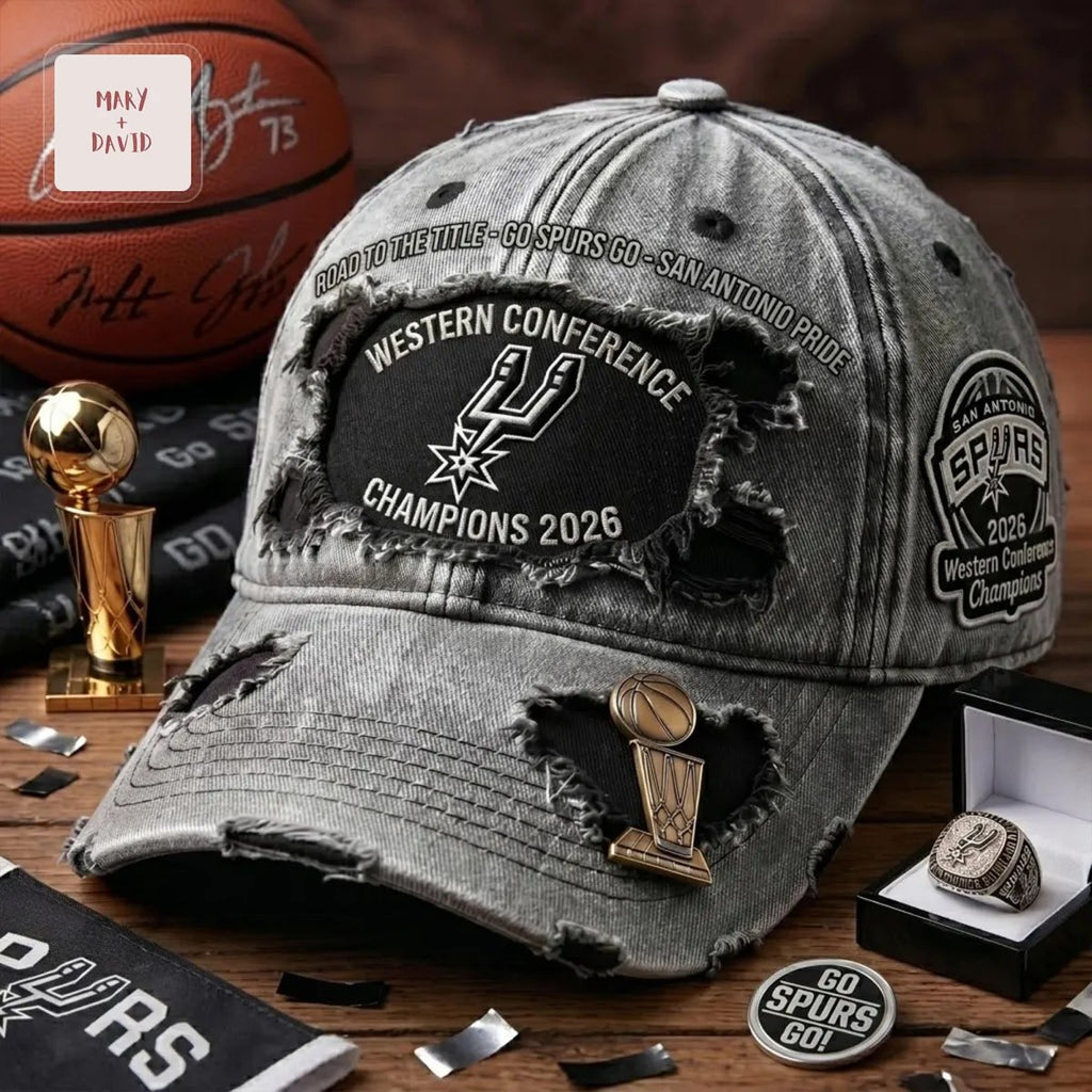 San Antonio Spurs 2026 Western Conference Champions Distressed Baseball Cap