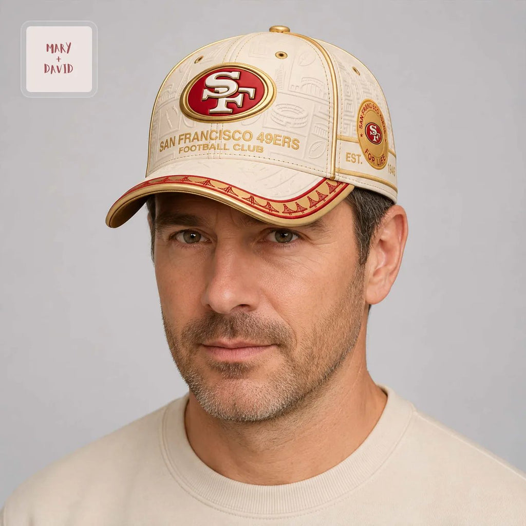 San Francisco 49ers Premium Embossed Gold Luxury Baseball Cap