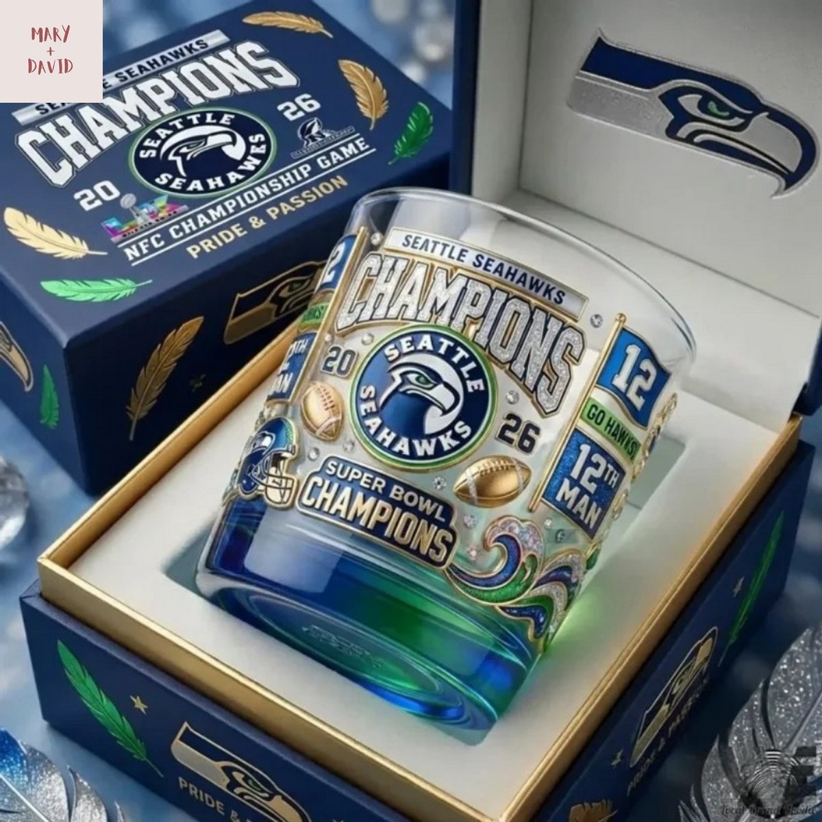 Seattle Seahawks 2026 Super Bowl Champions 12Th Man Whiskey Glass