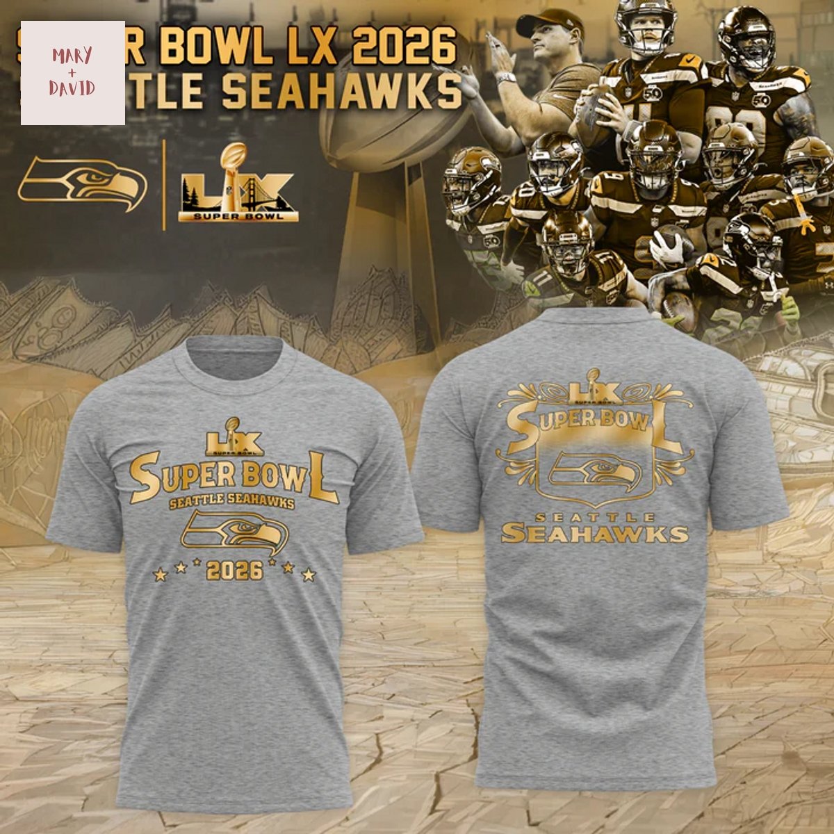 Seattle Seahawks Champions Super Bowl LX Grey 2026 3D T-Shirt