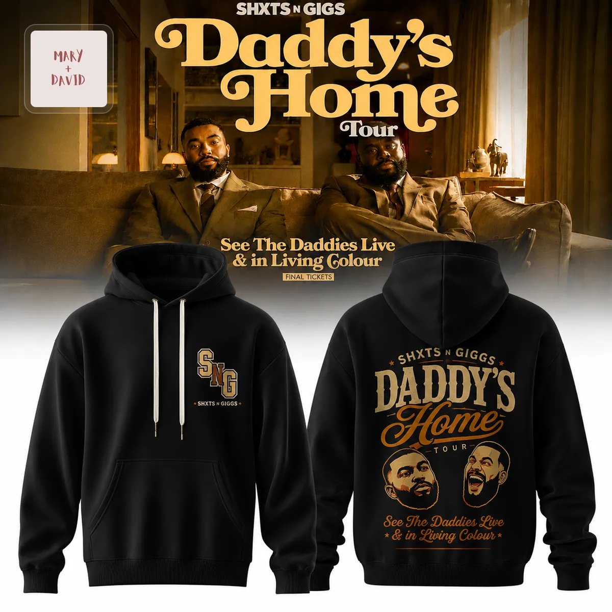 Shxts N Gigs Daddy’s Home Tour Official Podcast Graphic Black Hoodie