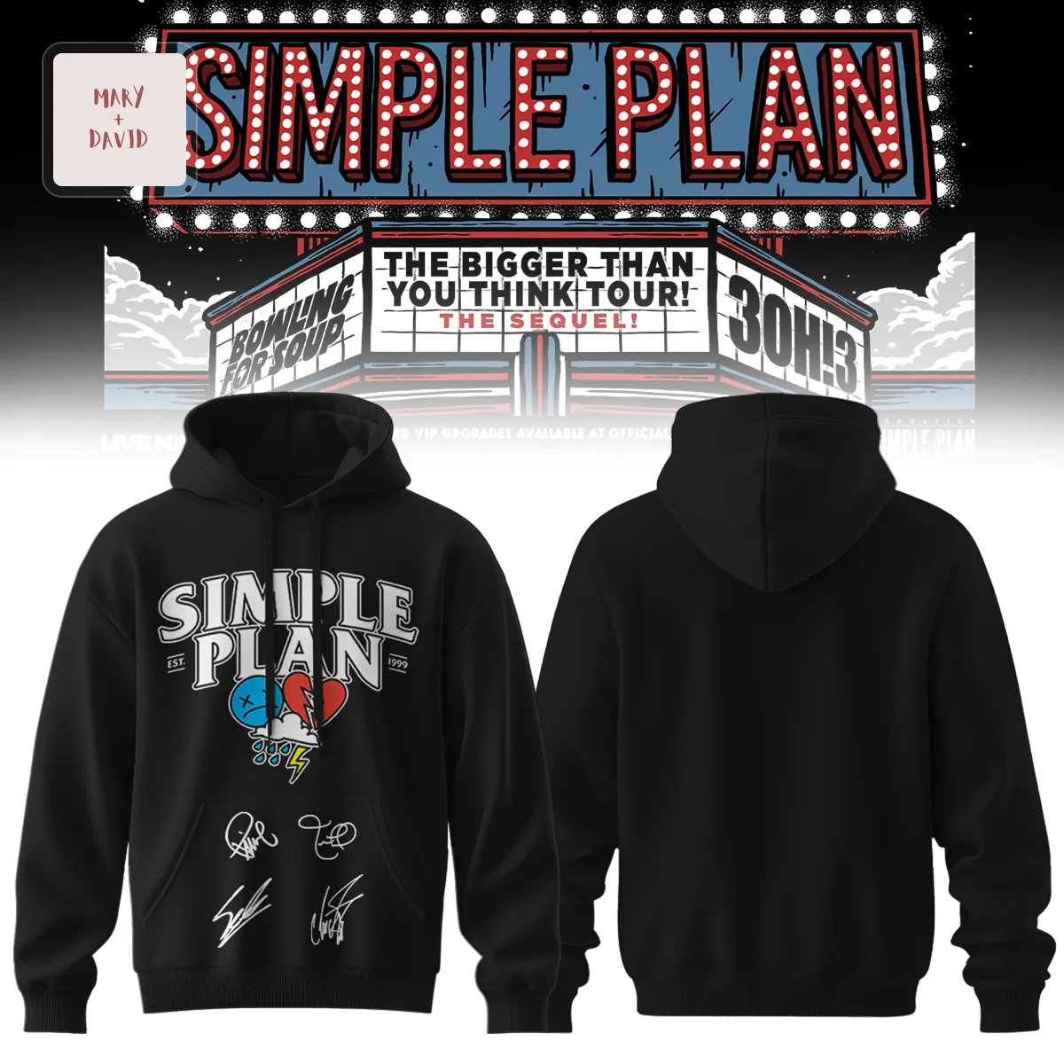 Simple Plan The Bigger Than You Think Tour The Sequel Band Logo Hoodie