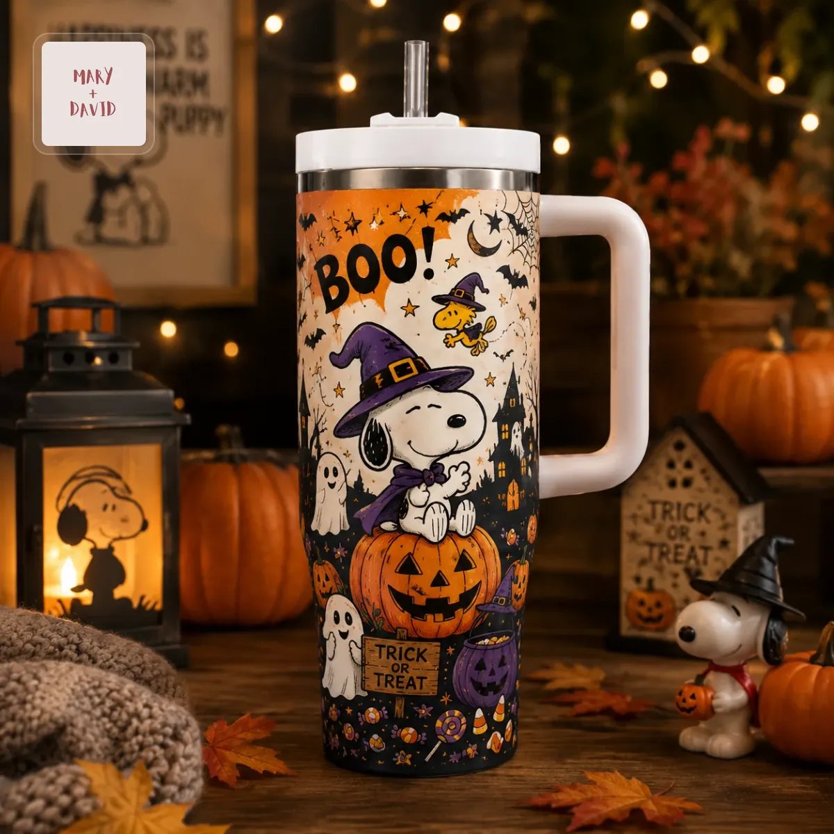 Snoopy Halloween Witch Beagle Spooky Trick or Treat 40oz Travel Tumbler