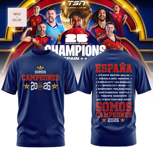 Spain 2026 World Cup Champions Somos Campeones Commemorative Soccer 3D T-Shirt