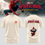 Spider-Man Brand New Day Red Spider Logo Off-White Short Sleeve 3D T-Shirt