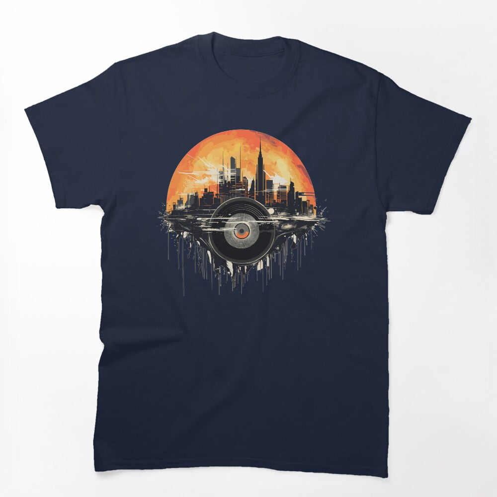 Retro Vinyl Cityscape In Beautiful Sunset Shirt
