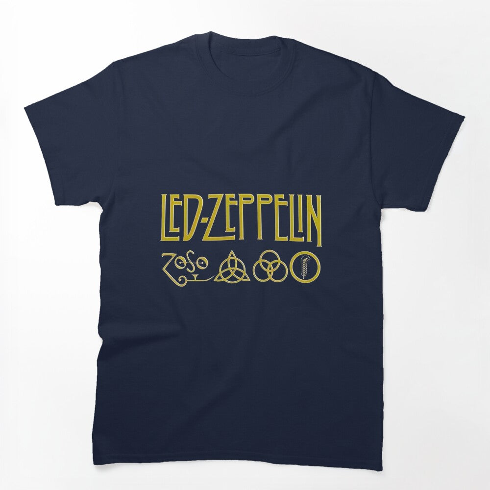 Led Zeppelin Gold Four Symbols Band Logo Shirt