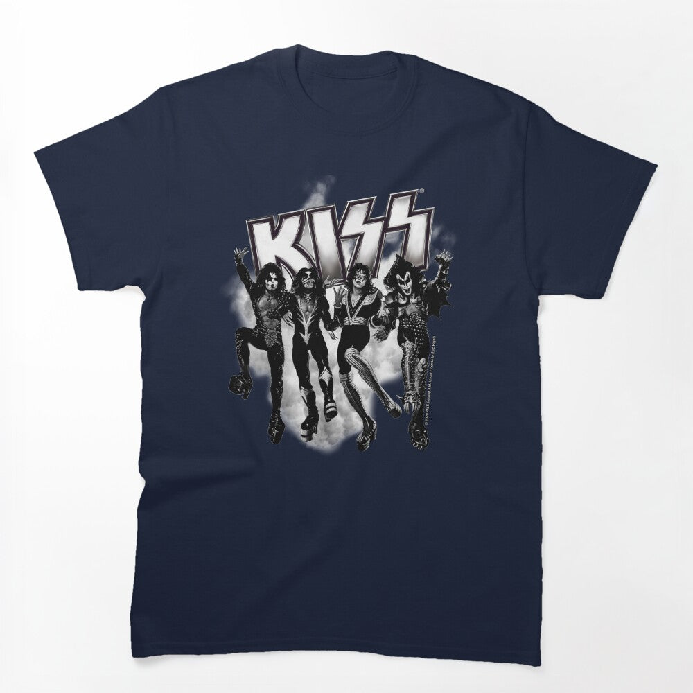 KISS The Band - Destroyer Black And White Fog Logo Up Shirt