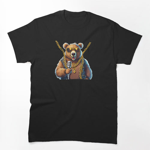 Hip Hop Teddy Bear With A Microphone And Chain Shirt
