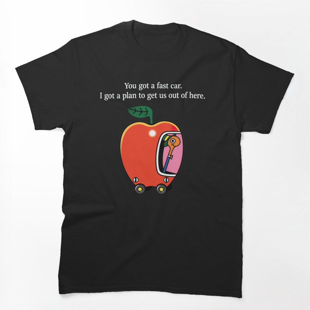 Apple Car Escape Plan Retro Cartoon Road Trip Design Shirt