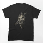 Burning Guitar Blueprint Vintage Metal Heat Design Shirt