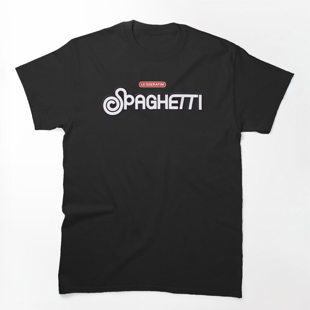 Le Sserafim Spaghetti Logo Black And White Shirt