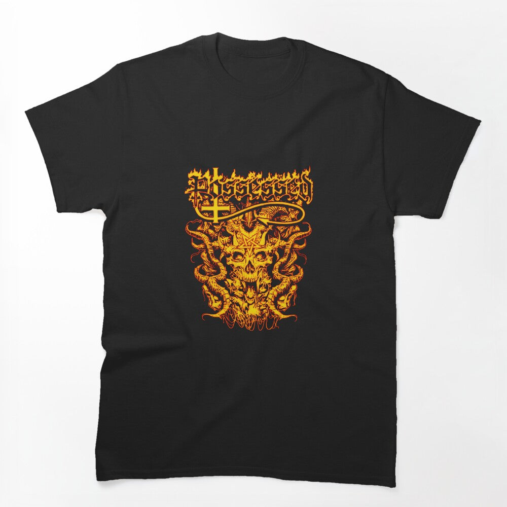 Yellow Typography Speed Metal Band Shirt