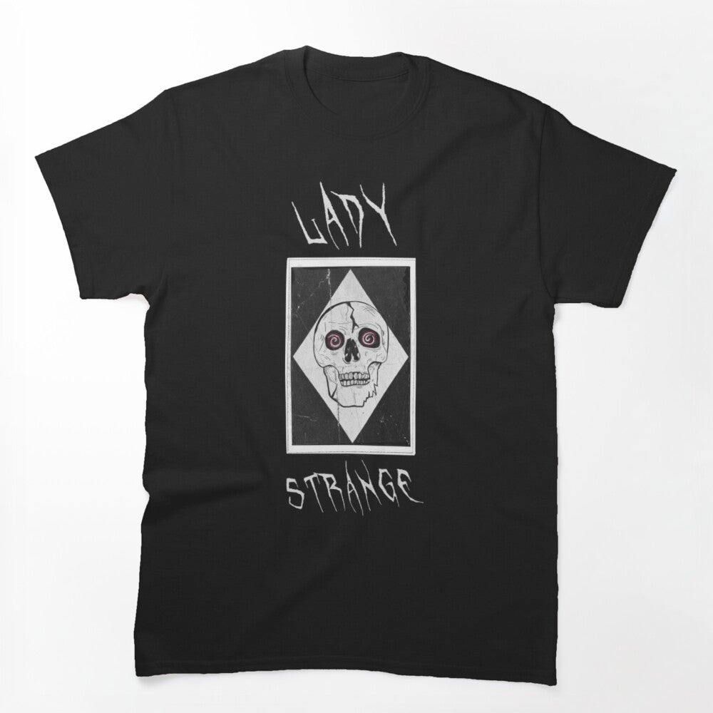 Lady Strange Skull Design White Logo Shirt