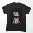 Rock And Roll Black Cat Drummer Funny Musician Art Shirt