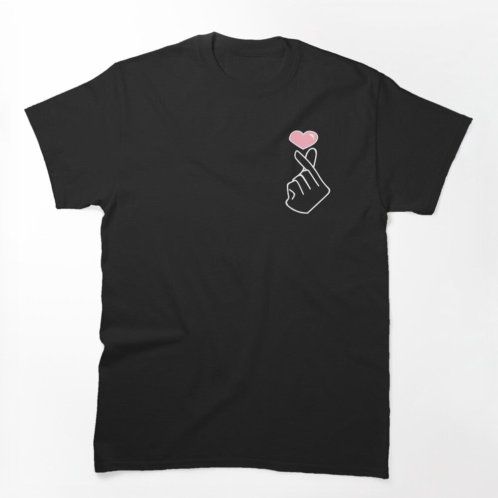 Kpop Korean Finger Heart Pattern Shirt