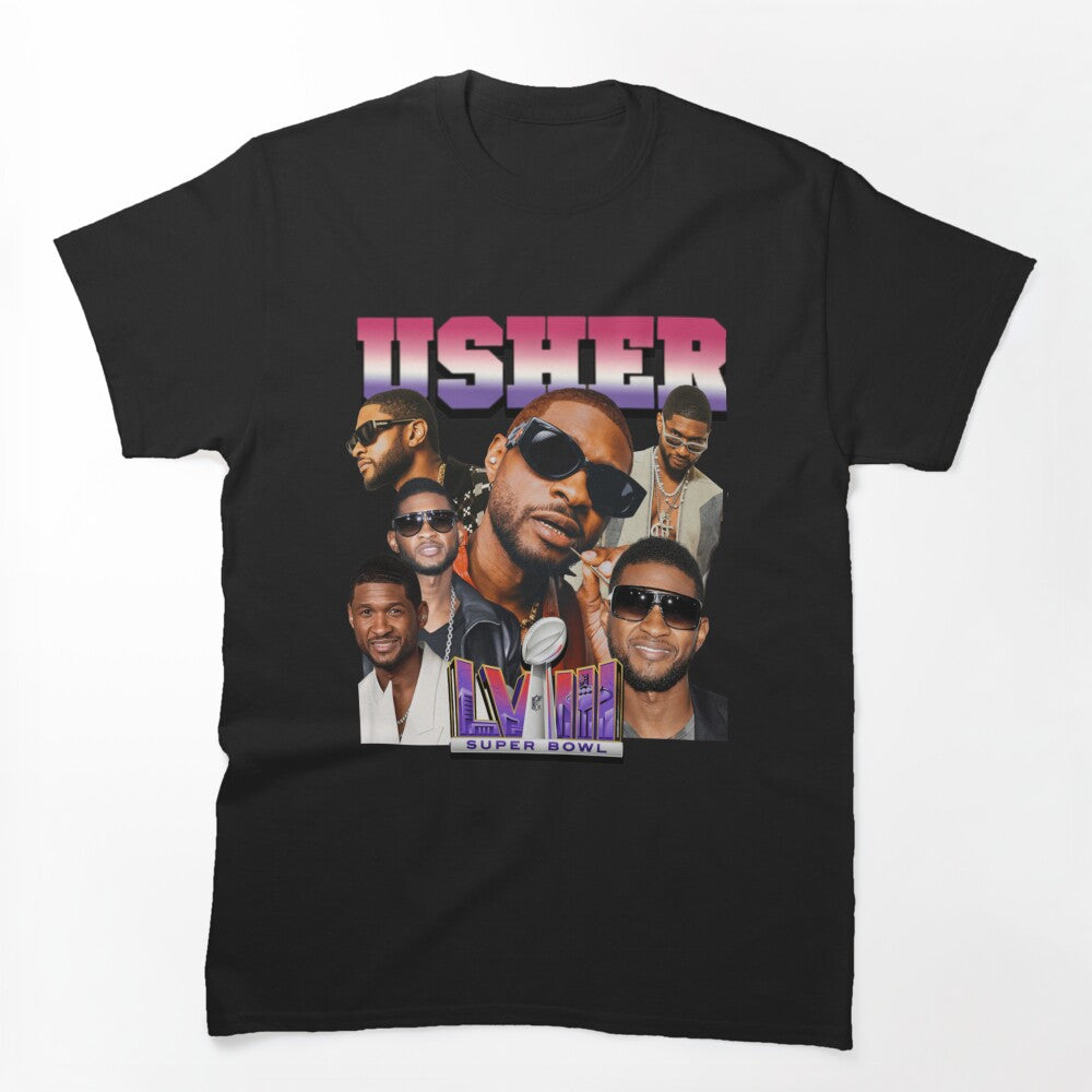 Usher Retro R&B Superstar Collage Design Shirt
