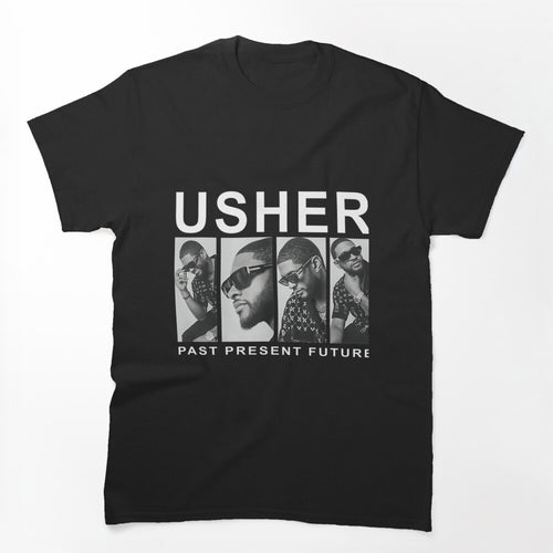 Usher Present Future Monochrome Collage Design Shirt