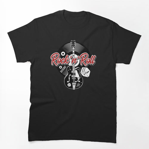 Rockabilly Music Rock N Roll Red White And Black Dice Rockers Guitars Shirt