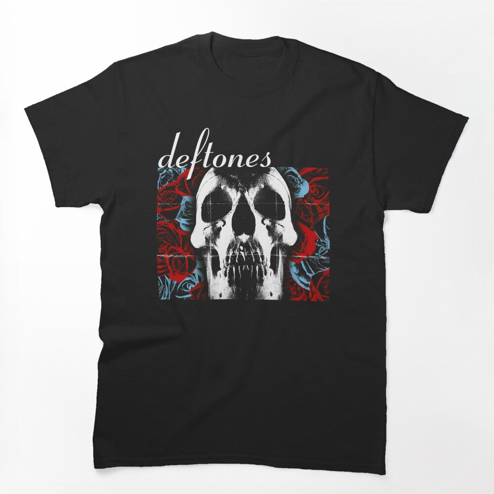 Deftones Alternative Rock Skull And Red Roses Floral Music Shirt