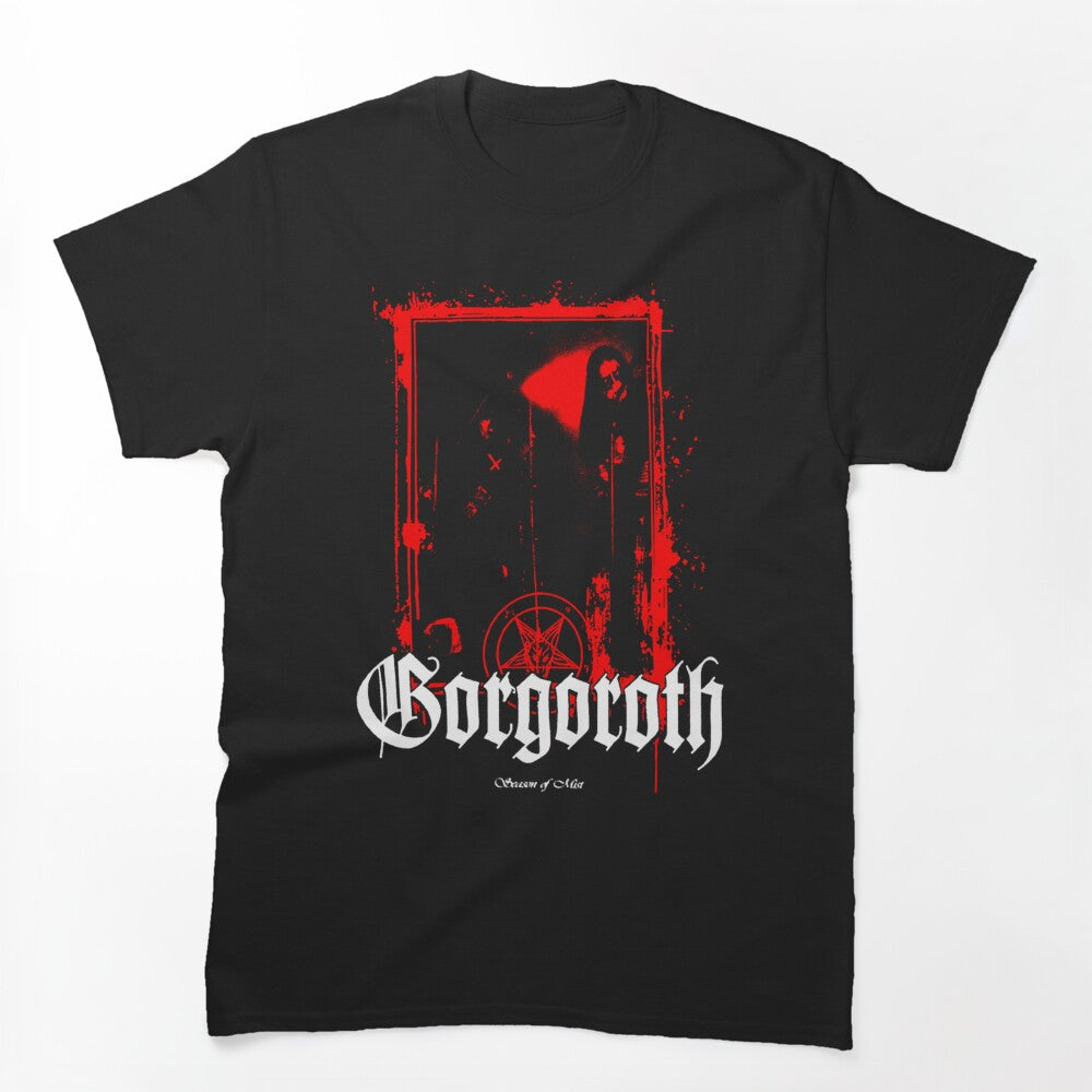 Metal Red SIlhouette With White Typography Shirt