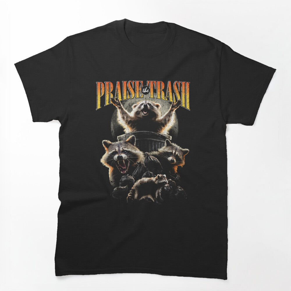Praise The Trash Raccoon Vintage 90's Bootleg HipHop Aesthetics Shirt