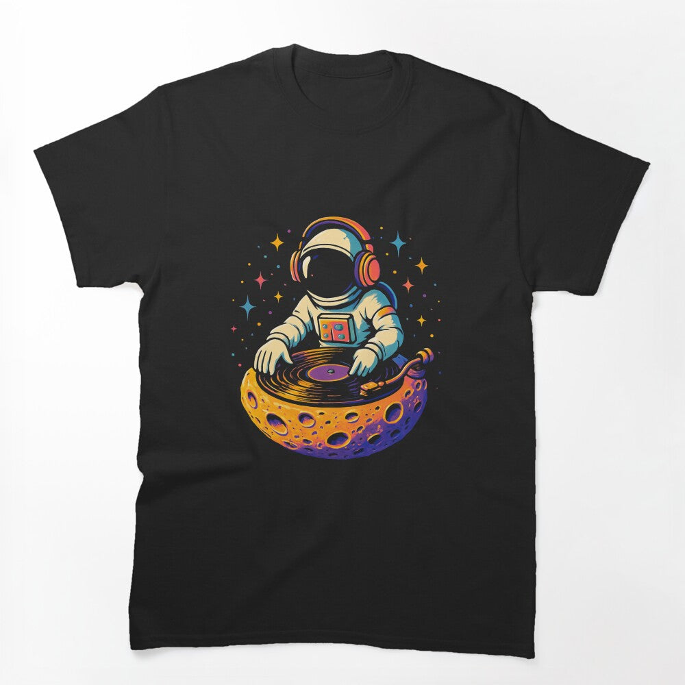 Astronaut DJ Cosmic Vinyl Neon Art Shirt