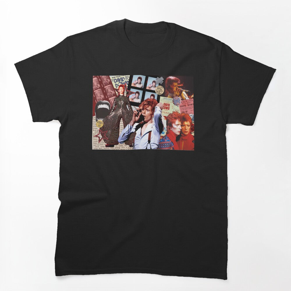 1970s Glam Rock Icon Moodboard Collage Shirt