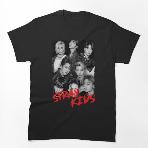 Stray Kids Kpop Group Members Black And White Korean Kpop RGB Color Shirt