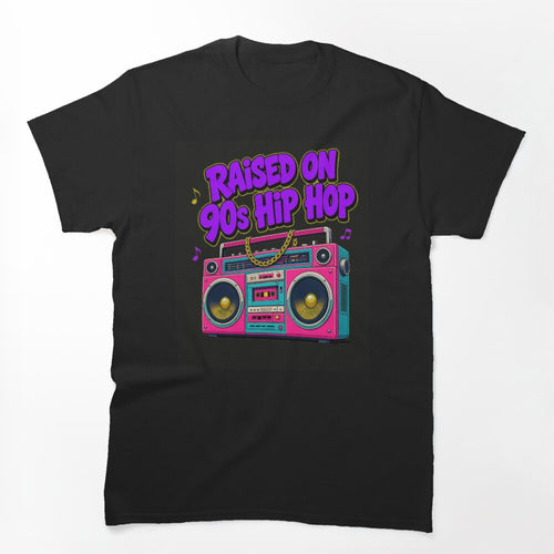 Raised On 90s Hip Hop Retro Boombox Stereo Shirt