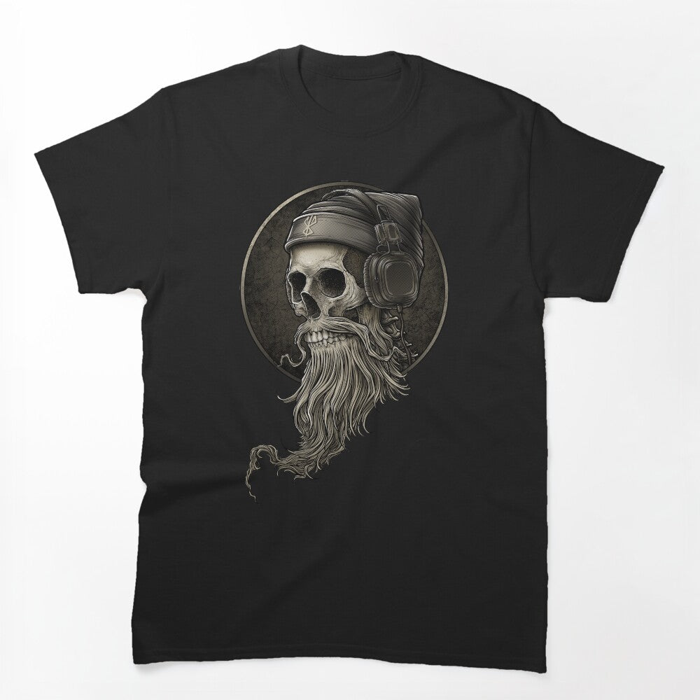 Viking Vintage Skull Beard With Headphone Shirt