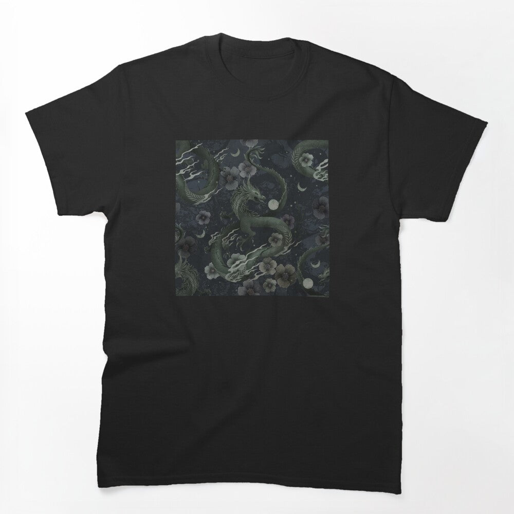 Grunge Floral Dragon Pattern Shirt