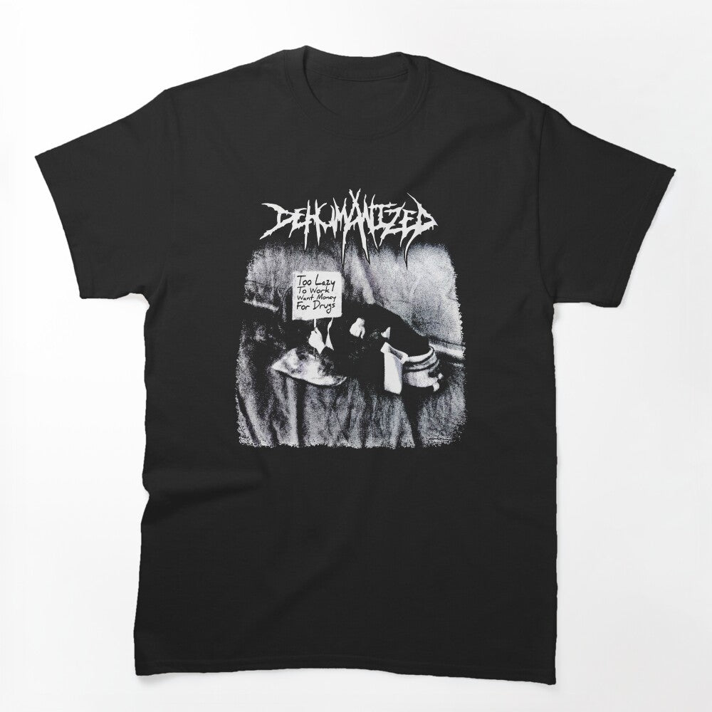 White Typography And Silhouette Death Metal Shirt