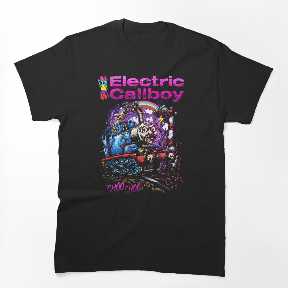 Angry Steam Train Engine With Skulls And Rainbow Shirt
