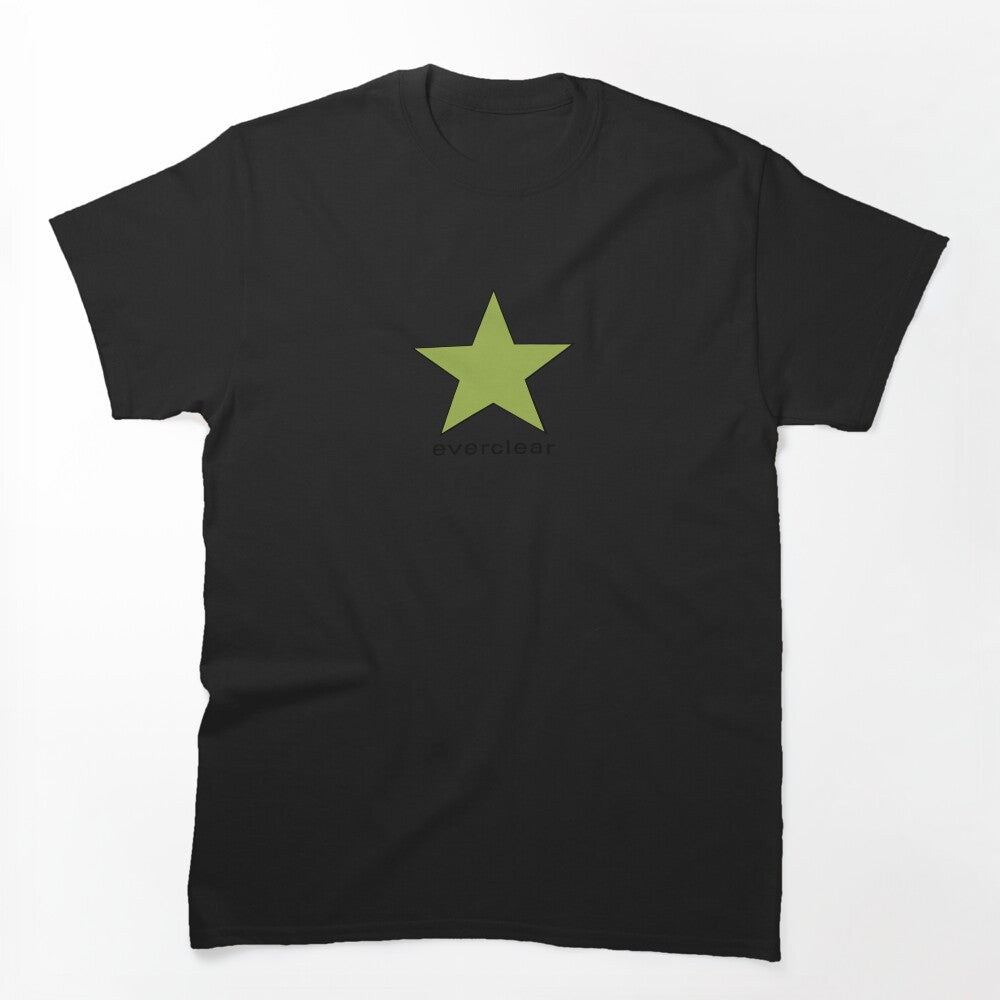 Everclear White Pale Green Star Design Shirt