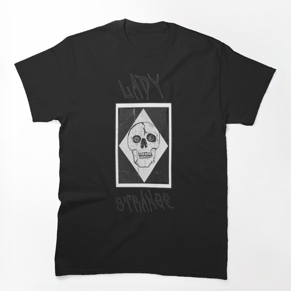 Lady Strange Skull Design Black Logo Shirt