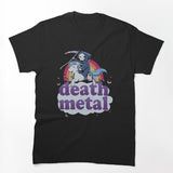 'Death Metal' - The Grim Reaper Riding A Unicorn In Front Of A Shirt