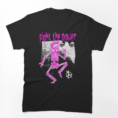 Fight The Power Punk Skeleton Mohawk Rebellion Design Shirt