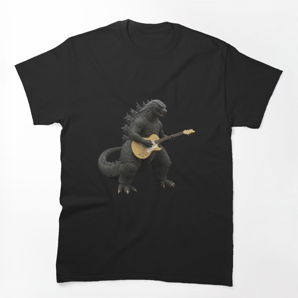 Godzilla Playing Electric Guitar Vintage Rock Dinosaur For Men Shirt