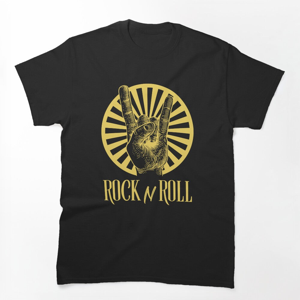 ROCK N ROLL Yellow Black Modern Simple Shirt